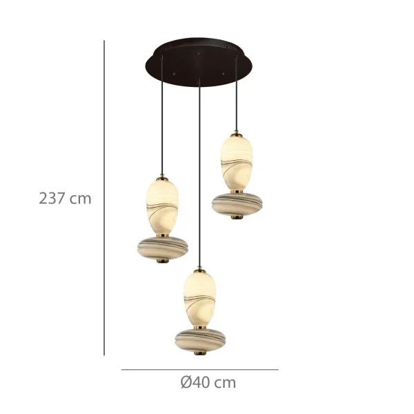 CANDEEIRO DE TETO LED 3 LUZES 30 W CCT EFEITO MÁRMORE TOSCANA