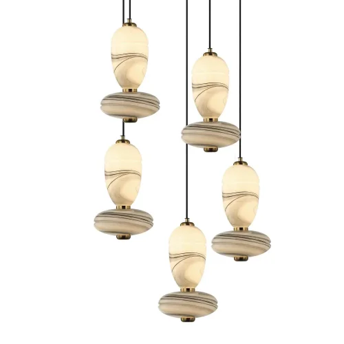 CANDEEIRO DE TETO LED 5 LUZES 50 W CCT EFEITO MÁRMORE TOSCANA