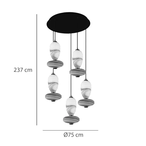 CANDEEIRO DE TETO LED 5 LUZES 50 W CCT EFEITO MÁRMORE TOSCANA