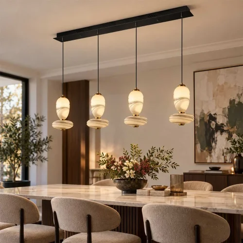 CANDEEIRO DE TETO LED 4 LUZES 40 W CCT EFEITO MÁRMORE TOSCANA