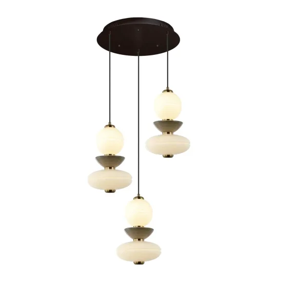 CANDEEIRO DE TETO 3 LUZES LED 30W CCT CERÂMICA/VIDRO HATHOR 2