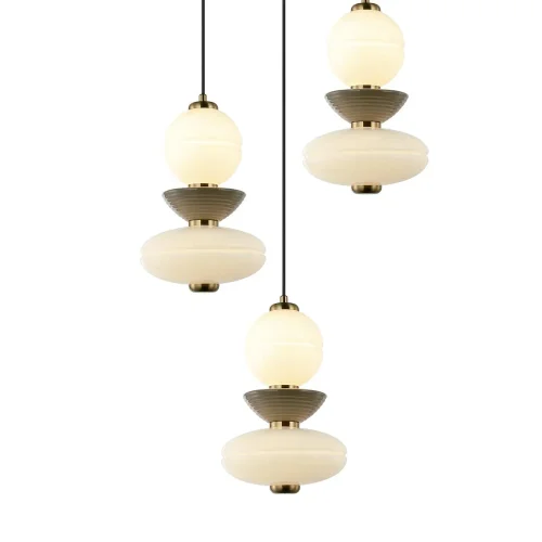 CANDEEIRO DE TETO 3 LUZES LED 30W CCT CERÂMICA/VIDRO HATHOR