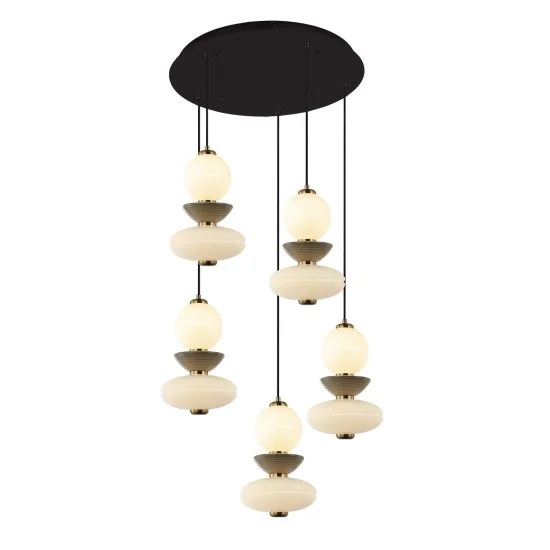 CANDEEIRO DE TETO LED 5 LUZES 50 W CCT EM CERÂMICA E VIDRO HATHOR 2