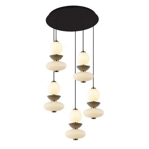 CANDEEIRO DE TETO LED 5 LUZES 50 W CCT EM CERÂMICA E VIDRO HATHOR