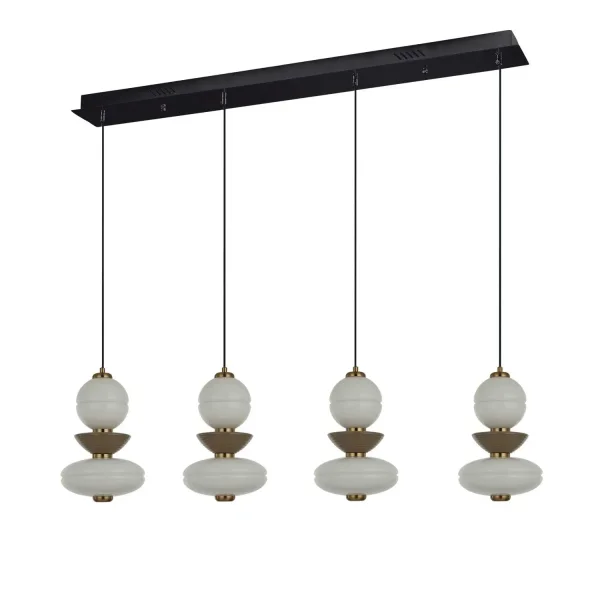 CANDEEIRO DE TETO 4 LUZES LED 40W CCT CERÂMICA/VIDRO HATHOR