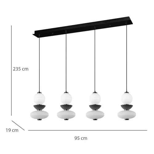 CANDEEIRO DE TETO 4 LUZES LED 40W CCT CERÂMICA/VIDRO HATHOR