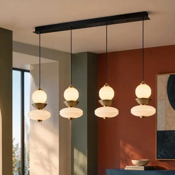 CANDEEIRO DE TETO 4 LUZES LED 40W CCT CERÂMICA/VIDRO HATHOR