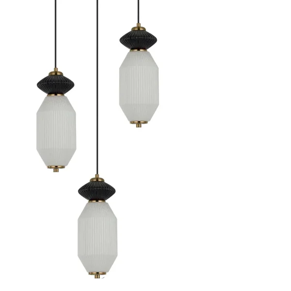 CANDEEIRO DE TETO LED 3 LUZES 30W CCT CERÂMICA/VIDRO KIYA