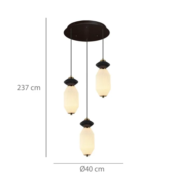 CANDEEIRO DE TETO LED 3 LUZES 30W CCT CERÂMICA/VIDRO KIYA