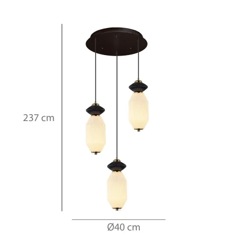 CANDEEIRO DE TETO LED 3 LUZES 30W CCT CERÂMICA/VIDRO KIYA