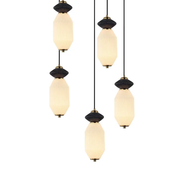 CANDEEIRO DE TETO LED 5 LUZES 50W CCT CERÂMICA/VIDRO KIYA