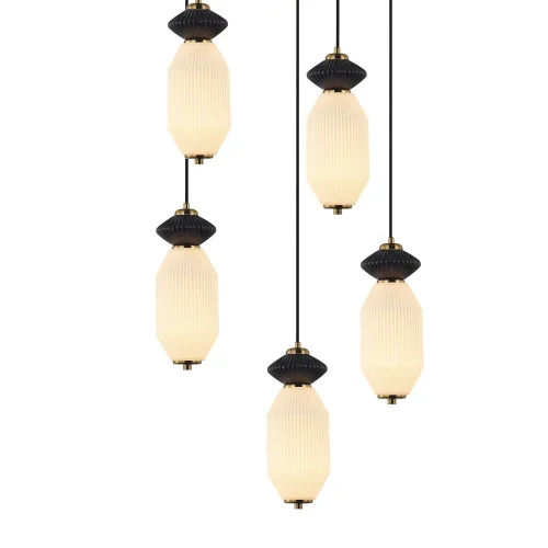 CANDEEIRO DE TETO LED 5 LUZES 50W CCT CERÂMICA/VIDRO KIYA