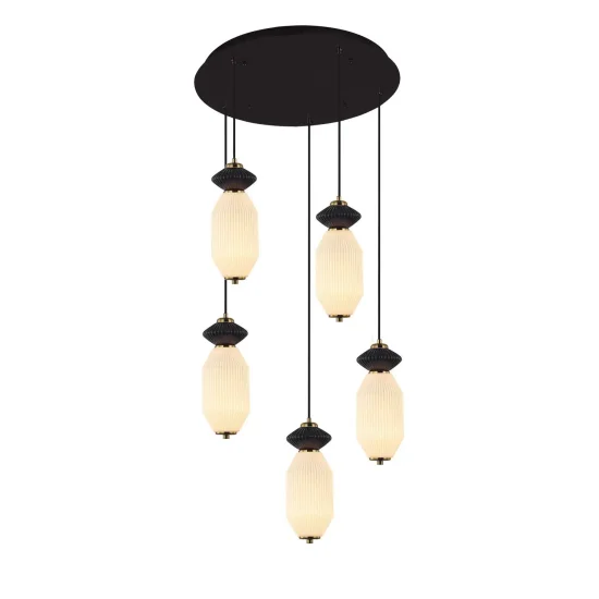 CANDEEIRO DE TETO LED 5 LUZES 50W CCT CERÂMICA/VIDRO KIYA 2