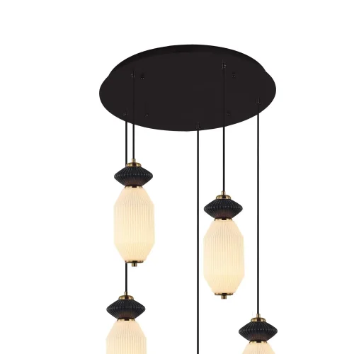 CANDEEIRO DE TETO LED 5 LUZES 50W CCT CERÂMICA/VIDRO KIYA