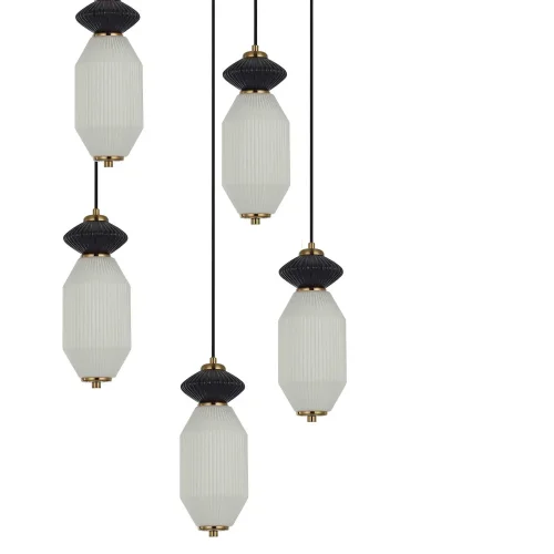 CANDEEIRO DE TETO LED 5 LUZES 50W CCT CERÂMICA/VIDRO KIYA