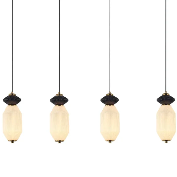 CANDEEIRO DE TETO LED 4 LUZES 40W CCT CERÂMICA/VIDRO KIYA