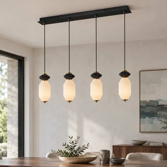 CANDEEIRO DE TETO LED 4 LUZES 40W CCT CERÂMICA/VIDRO KIYA