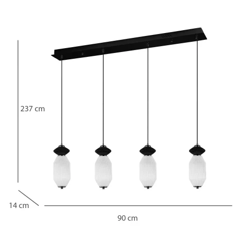 CANDEEIRO DE TETO LED 4 LUZES 40W CCT CERÂMICA/VIDRO KIYA
