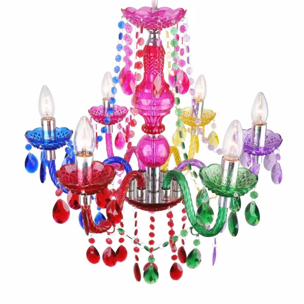 LÂMPADA DE TETO 6 LUZES DE ITALINA MULTICOLORIDA