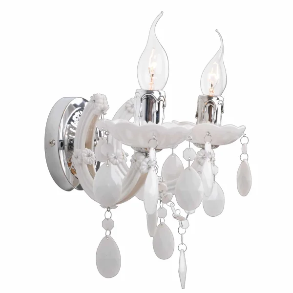 LÂMPADA DE PAREDE 2 LUZES DE MOLA BRANCAS