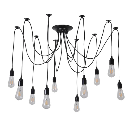 LÂMPADA DE TETO 10 LUZES CARLA PRETAS 2