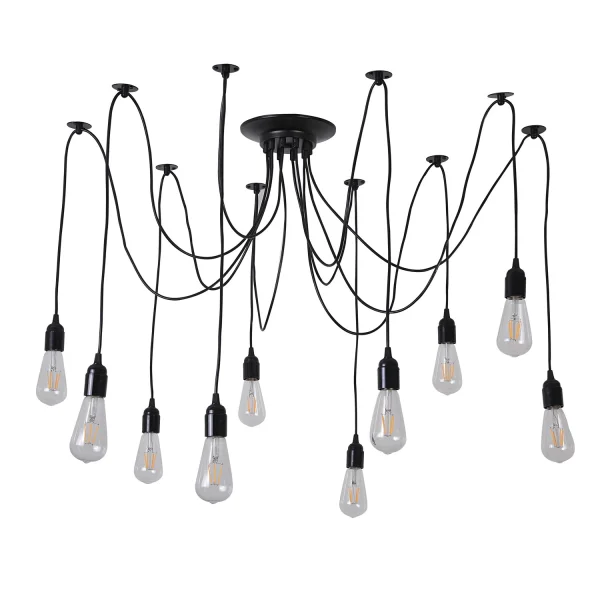 LÂMPADA DE TETO 10 LUZES CARLA PRETAS