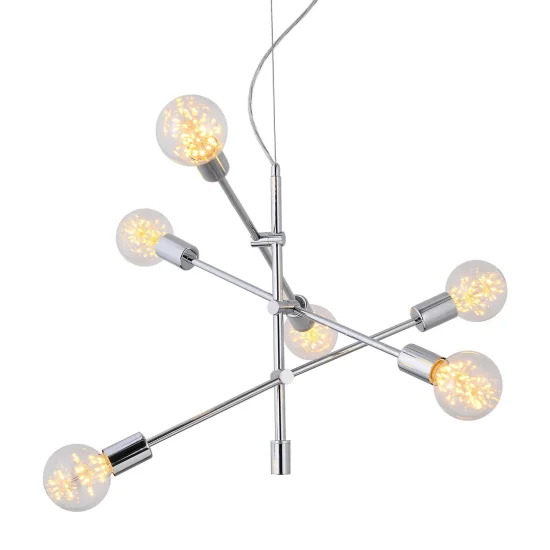 LÂMPADA DE TETO JÚPITER 6 LUZES CROMADAS