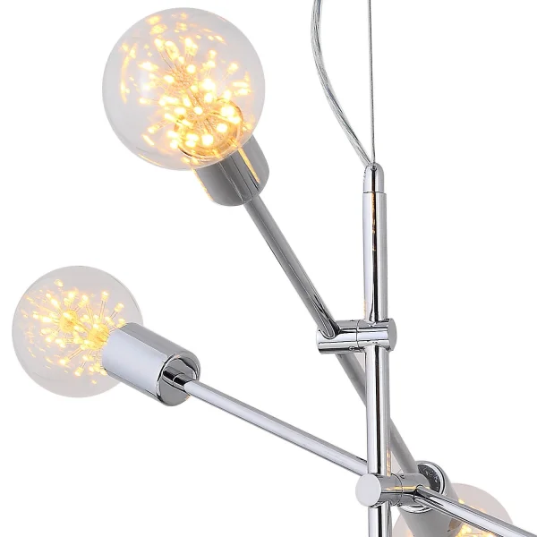 LÂMPADA DE TETO JÚPITER 6 LUZES CROMADAS